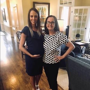 Navy one-shoulder maternity dress